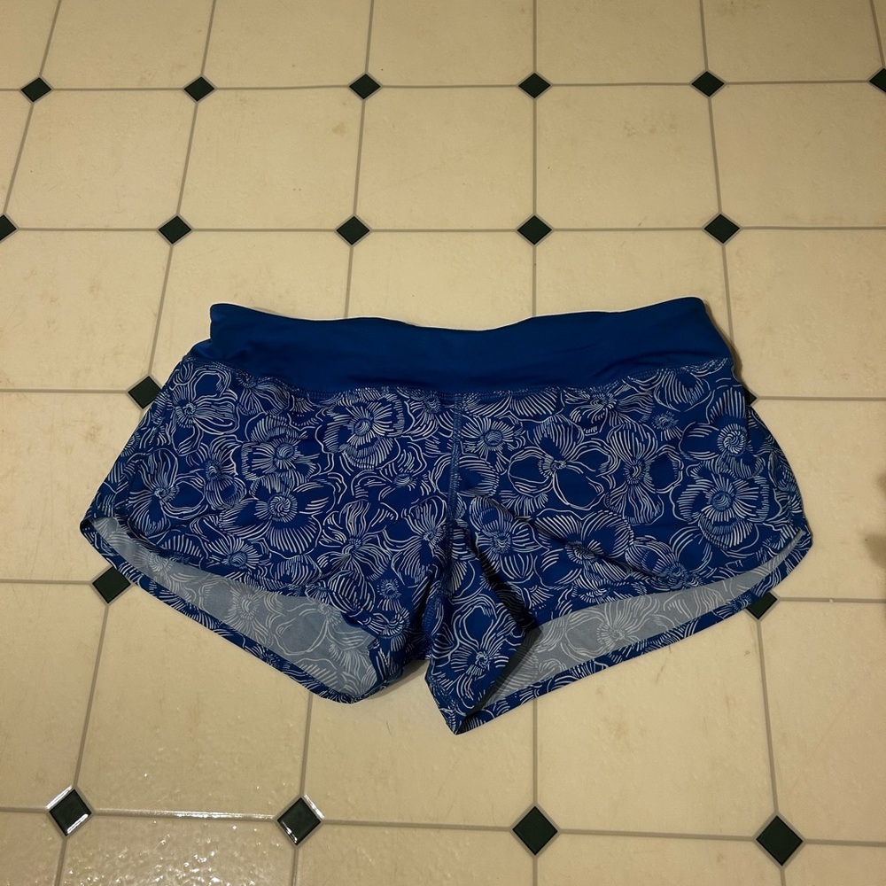 Blue Floral Athletic Shorts